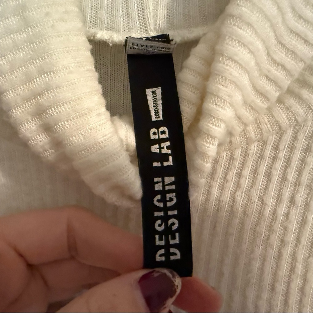 Design Lab Lord & Taylor Cream Ribbed Cropped top - Picture 4 of 5